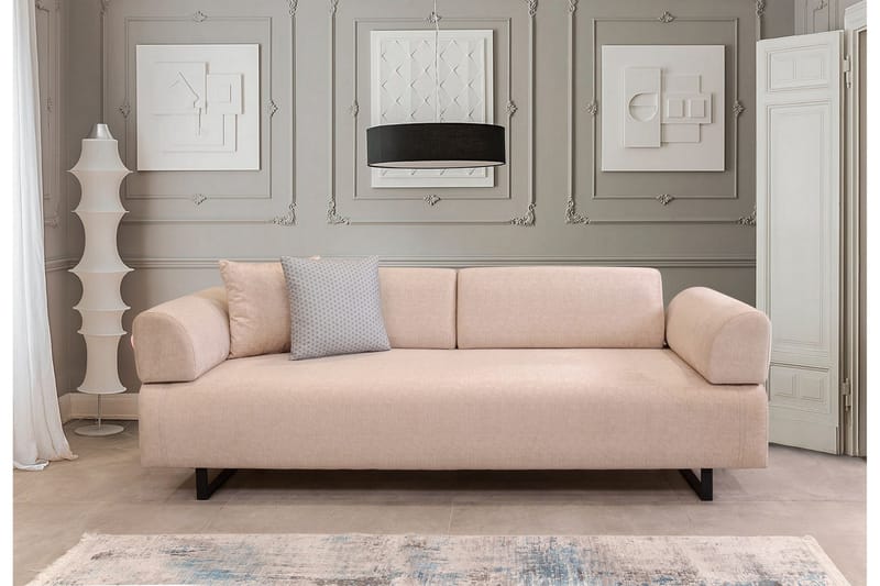 Southburn 3-istuttava vuodesohva 90x220 cm kangasta, irtonaiset selkätyynyt - Beige - Huonekalut - Sohva - Vuodesohva - 3 istuttava vuodesohva