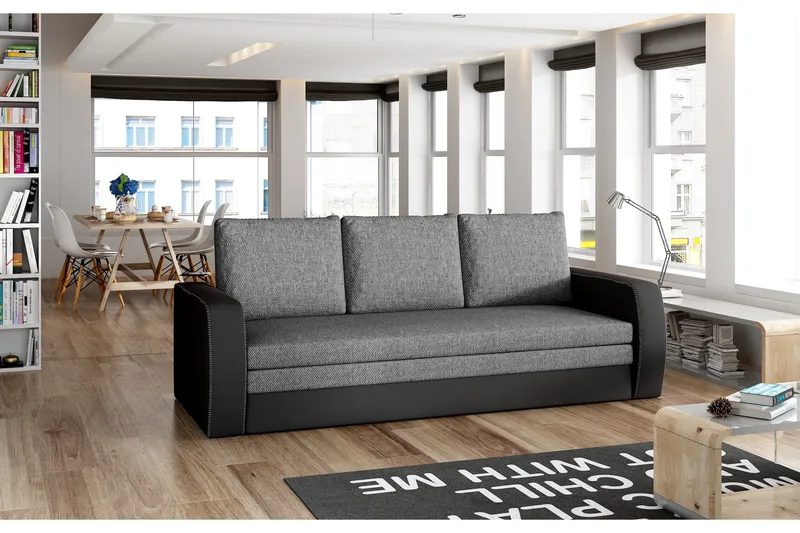 Vuodesohva Boxel - Harmaa/Musta - Huonekalut - Sohva - Vuodesohva - 3 istuttava vuodesohva