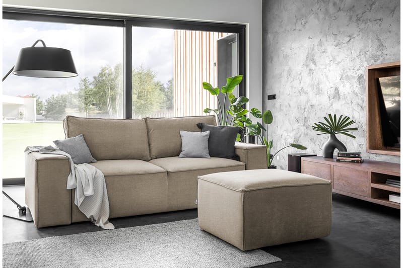 Vuodesohva Kandari 3 ist. Säilytyksellä - Beige - Huonekalut - Sohva - Vuodesohva - 3 istuttava vuodesohva