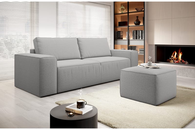 Vuodesohva Kandari 3 ist. Säilytyksellä - Vaaleanharmaa - Huonekalut - Sohva - Vuodesohva - 3 istuttava vuodesohva