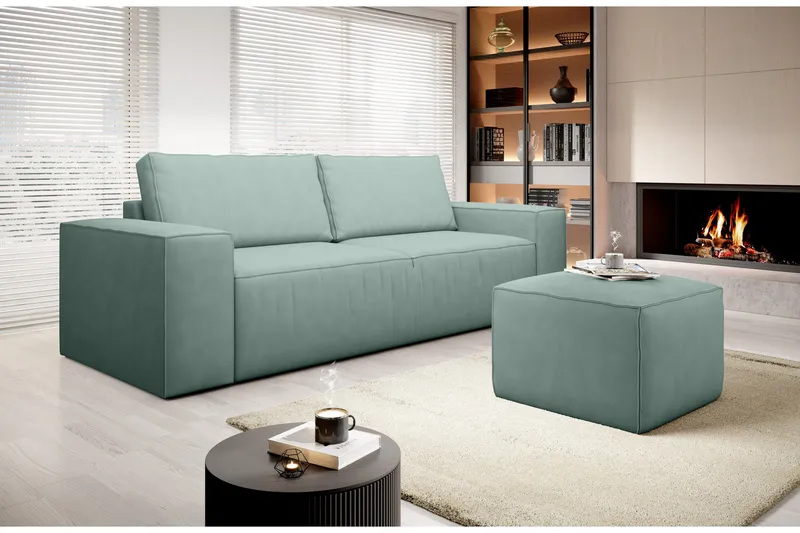 Vuodesohva Kandari 3 ist. Säilytyksellä - Vaaleanvihreä - Huonekalut - Sohva - Vuodesohva - 3 istuttava vuodesohva