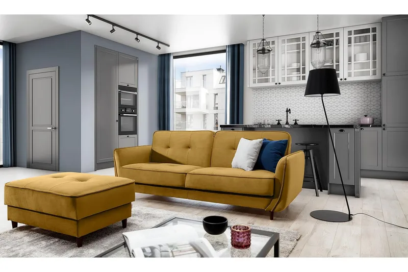 Vuodesohva Kaval 3:n ist - Keltainen - Huonekalut - Sohva - Vuodesohva - 3 istuttava vuodesohva