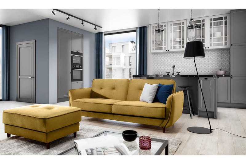 Vuodesohva Kaval 3:n ist - Keltainen - Huonekalut - Sohva - Vuodesohva - 3 istuttava vuodesohva