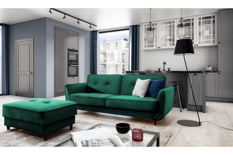 Vuodesohva Kaval 3:n ist - Tummanvihreä - Huonekalut - Sohva - Vuodesohva - 3 istuttava vuodesohva