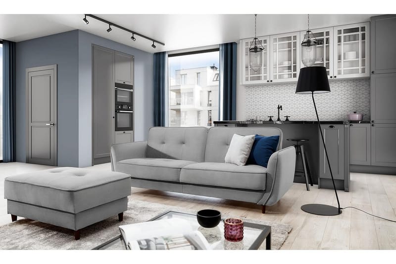 Vuodesohva Kaval 3:n ist - Vaaleanharmaa - Huonekalut - Sohva - Vuodesohva - 3 istuttava vuodesohva