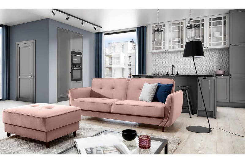 Vuodesohva Kaval 3:n ist - Vaaleanroosa - Huonekalut - Sohva - Vuodesohva - 3 istuttava vuodesohva