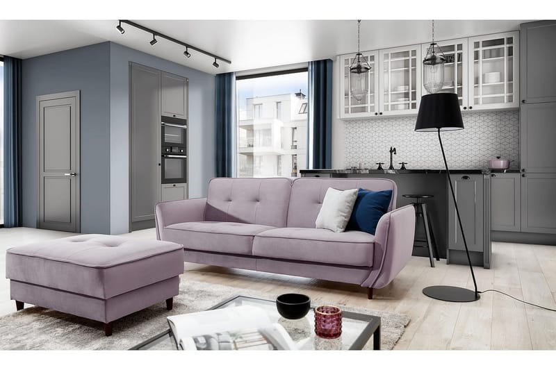 Vuodesohva Kaval 3:n ist - Vaaleanroosa - Huonekalut - Sohva - Vuodesohva - 3 istuttava vuodesohva