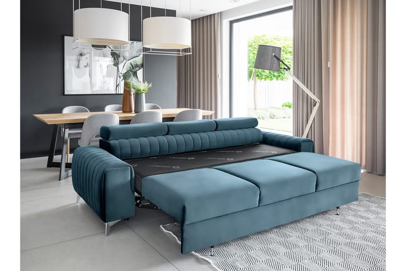 Vuodesohva Laucha 3:n ist - Sininen - Huonekalut - Sohva - Vuodesohva - 3 istuttava vuodesohva
