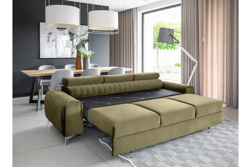 Vuodesohva Laucha 3:n ist - Vihreä - Huonekalut - Sohva - Vuodesohva - 3 istuttava vuodesohva