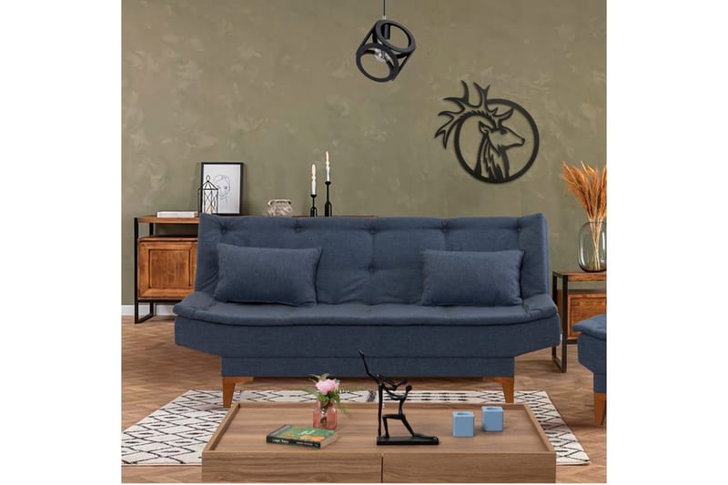 Vuodesohva Longburn 3:n ist 106x187 - Tummansininen - Huonekalut - Sohva - Vuodesohva - 3 istuttava vuodesohva