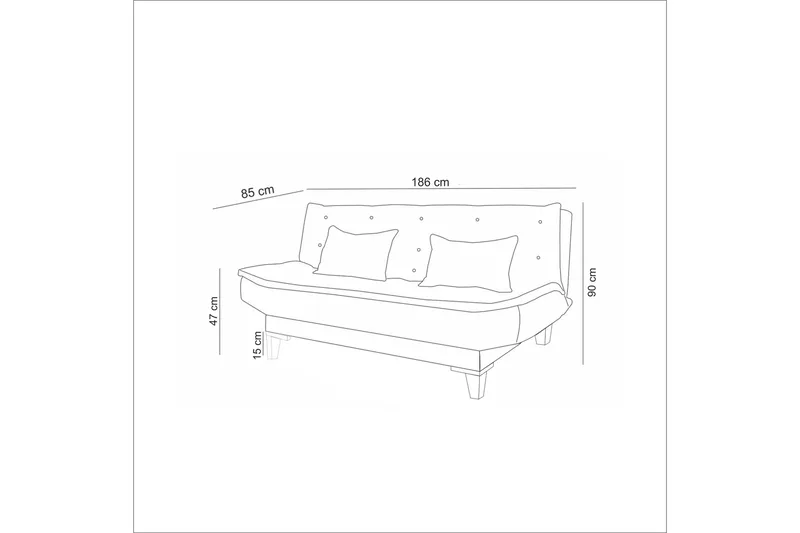 Vuodesohva Longburn 3:n ist 106x187 - Tummansininen - Huonekalut - Sohva - Vuodesohva - 3 istuttava vuodesohva