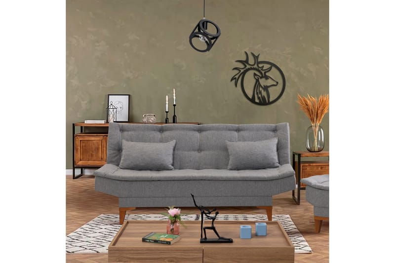 Vuodesohva Longburn 3:n ist 106x189 - Harmaa - Huonekalut - Sohva - Vuodesohva - 3 istuttava vuodesohva