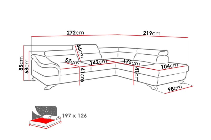 Vuodesohva Seglim 3:n ist avopäädyllä Oikea - Tummanharmaa - Huonekalut - Sohva - Vuodesohva - Kulmavuodesohva