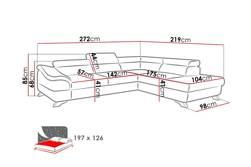 Vuodesohva Seglim 3:n ist avopäädyllä Oikea - Tummanharmaa - Huonekalut - Sohva - Vuodesohva - Kulmavuodesohva