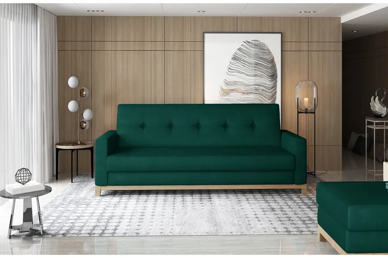 Vuodesohva Poniente 3:n ist - Vihreä - Huonekalut - Sohva - Vuodesohva - 3 istuttava vuodesohva