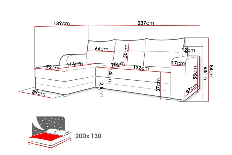 3:n ist Divaanivuodesohva Arverne Vasen - Harmaa - Huonekalut - Sohva - Vuodesohva