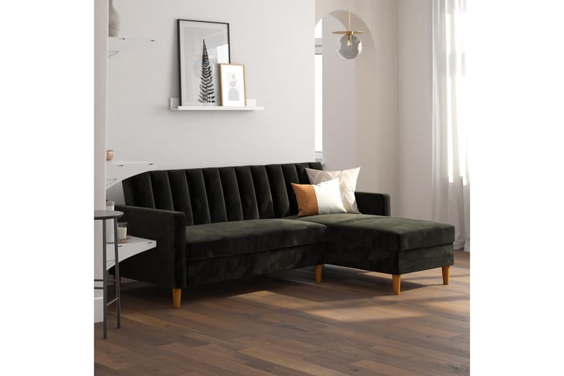 3:n ist Divaanivuodesohva Celine Sametti/Musta - Dorel Home - Huonekalut - Sohva - Vuodesohva - Divaanivuodesohva
