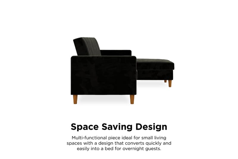 3:n ist Divaanivuodesohva Celine Sametti/Musta - Dorel Home - Huonekalut - Sohva - Vuodesohva - Divaanivuodesohva