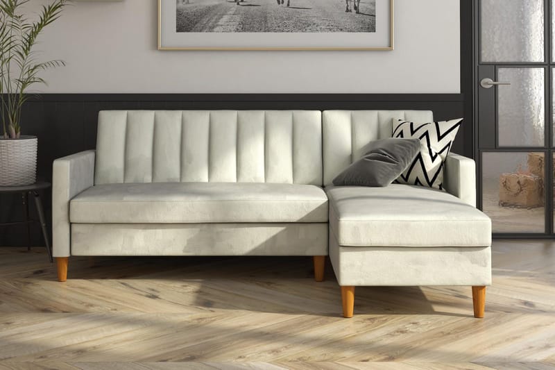 3:n ist Divaanivuodesohva Celine Sametti/Vaaleanharmaa - Dorel Home - Huonekalut - Sohva - Vuodesohva - Divaanivuodesohva