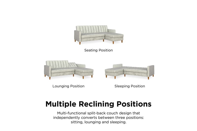 3:n ist Divaanivuodesohva Celine Sametti/Vaaleanharmaa - Dorel Home - Huonekalut - Sohva - Vuodesohva - Divaanivuodesohva