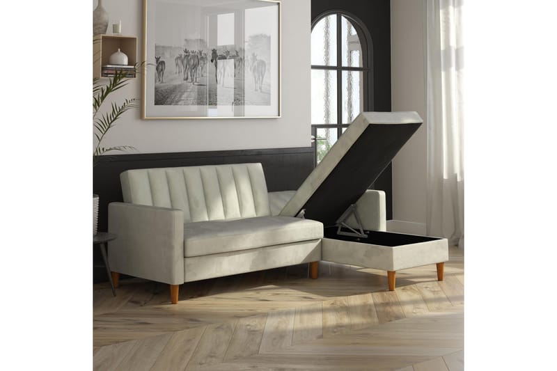 3:n ist Divaanivuodesohva Celine Sametti/Vaaleanharmaa - Dorel Home - Huonekalut - Sohva - Vuodesohva - Divaanivuodesohva