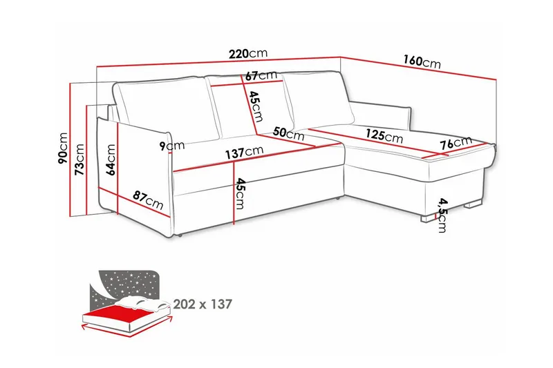 3:n ist Kulmasohva Denegal - Huonekalut - Sohva - Vuodesohva