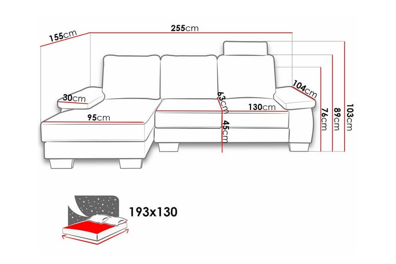 3:n ist Kulmasohva Graystone - Beige - Huonekalut - Sohva - Vuodesohva