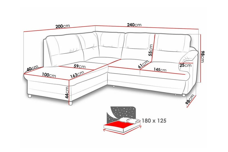 3:n ist Kulmasohva Graystone - Kerma - Huonekalut - Sohva - Vuodesohva