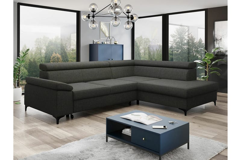 3:n ist Kulmasohva Graystone - Tummanharmaa - Huonekalut - Sohva - Vuodesohva