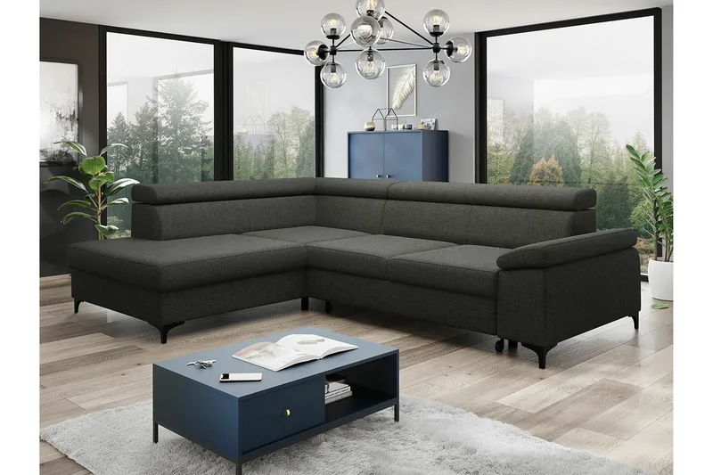 3:n ist Kulmasohva Graystone - Tummanharmaa - Huonekalut - Sohva - Vuodesohva