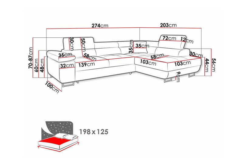 3:n ist Kulmasohva Kintore - Huonekalut - Sohva - Vuodesohva