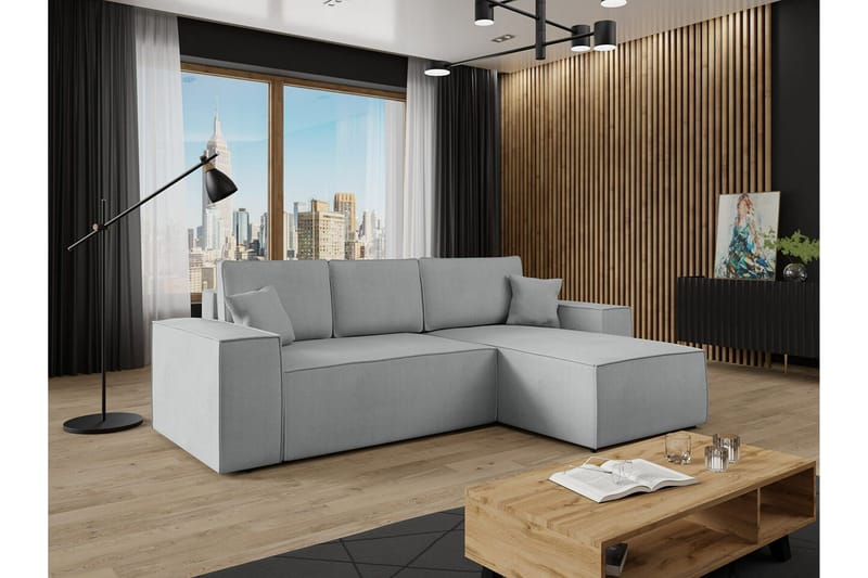 3:n ist Kulmasohva Knocklong - Harmaa - Huonekalut - Sohva - Vuodesohva