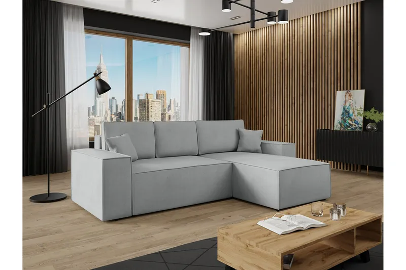 3:n ist Kulmasohva Knocklong - Harmaa - Huonekalut - Sohva - Vuodesohva