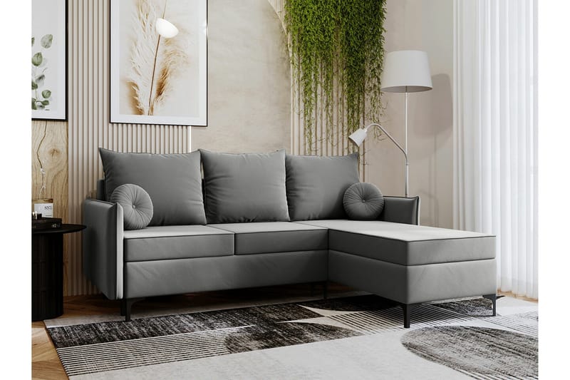 3:n ist Kulmasohva Knocklong - Harmaa - Huonekalut - Sohva - Vuodesohva