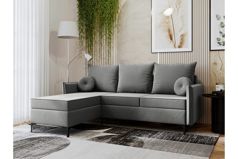 3:n ist Kulmasohva Knocklong - Harmaa - Huonekalut - Sohva - Vuodesohva