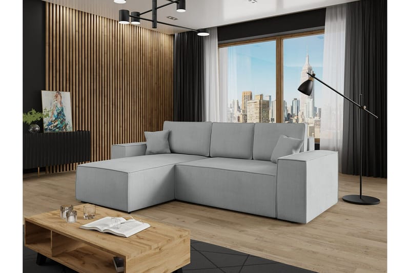 3:n ist Kulmasohva Knocklong - Harmaa - Huonekalut - Sohva - Vuodesohva