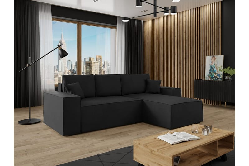 3:n ist Kulmasohva Knocklong - Musta - Huonekalut - Sohva - Vuodesohva