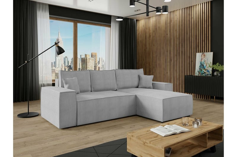 3:n ist Kulmasohva Knocklong - Vaaleanharmaa - Huonekalut - Sohva - Vuodesohva