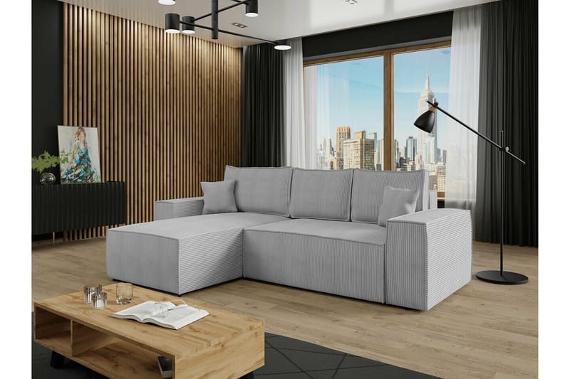 3:n ist Kulmasohva Knocklong - Vaaleanharmaa - Huonekalut - Sohva - Vuodesohva