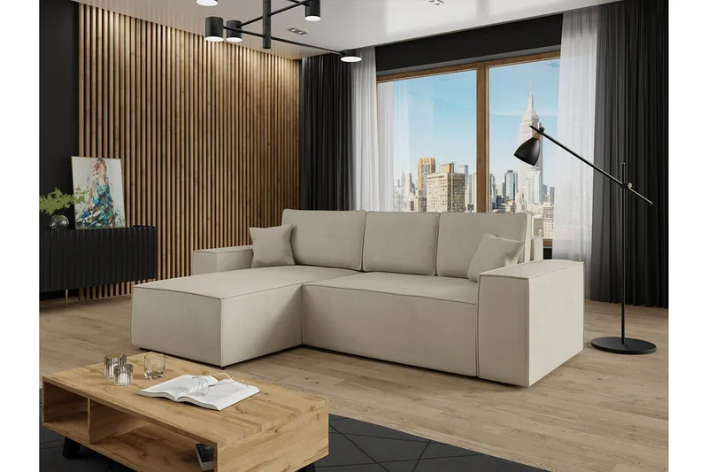 3:n ist Kulmasohva Knocklong - Vaaleanruskea - Huonekalut - Sohva - Vuodesohva