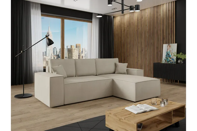 3:n ist Kulmasohva Knocklong - Vaaleanruskea - Huonekalut - Sohva - Vuodesohva