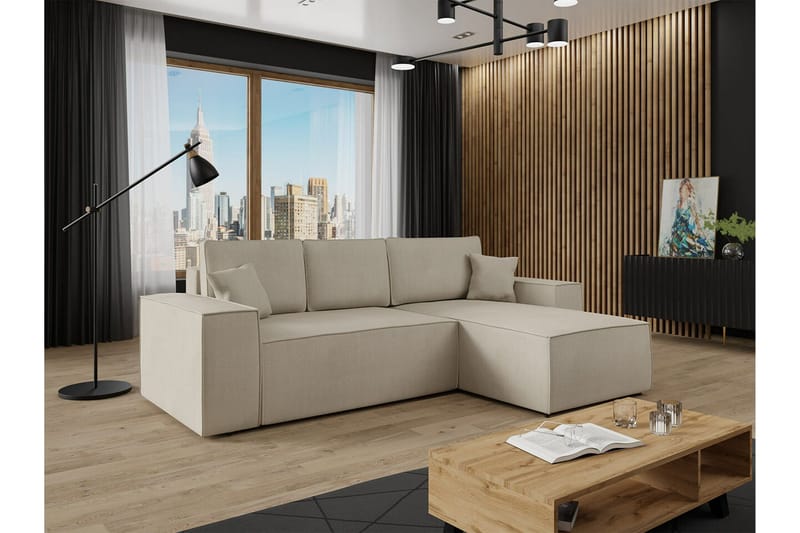 3:n ist Kulmasohva Knocklong - Vaaleanruskea - Huonekalut - Sohva - Vuodesohva