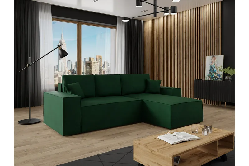 3:n ist Kulmasohva Knocklong - Vihreä - Huonekalut - Sohva - Vuodesohva