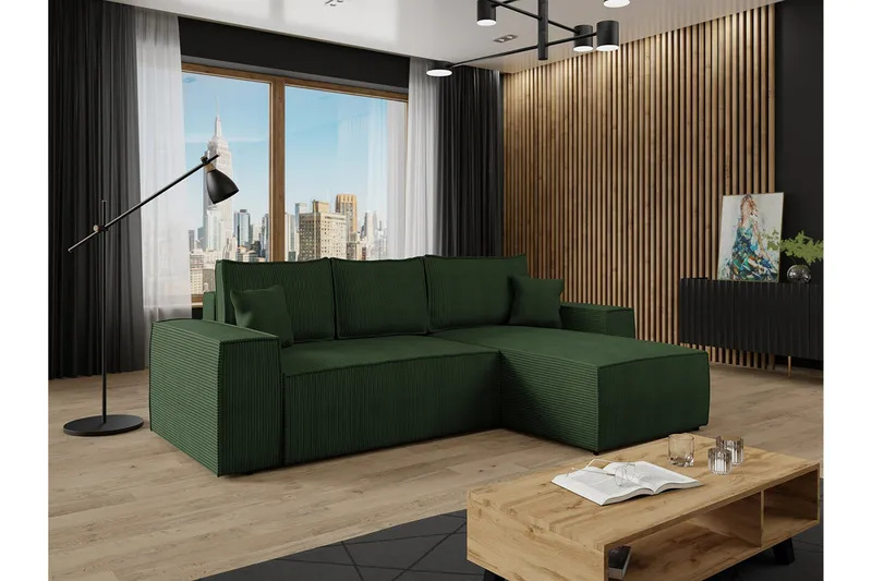 3:n ist Kulmasohva Knocklong - Vihreä - Huonekalut - Sohva - Vuodesohva