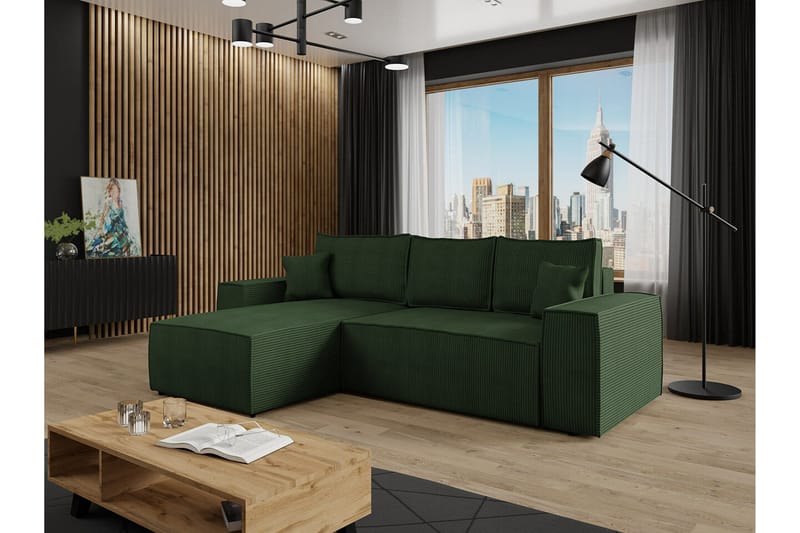 3:n ist Kulmasohva Knocklong - Vihreä - Huonekalut - Sohva - Vuodesohva