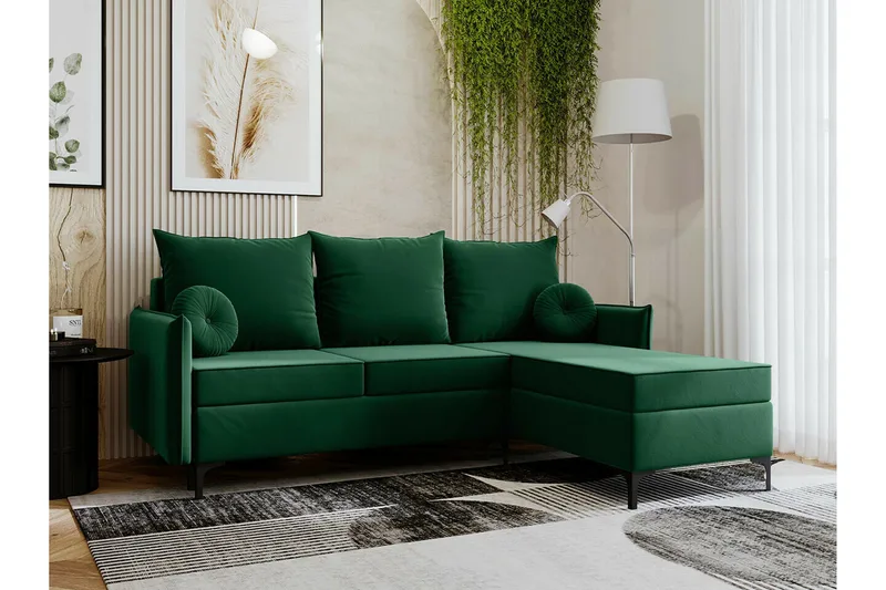 3:n ist Kulmasohva Knocklong - Vihreä - Huonekalut - Sohva - Vuodesohva
