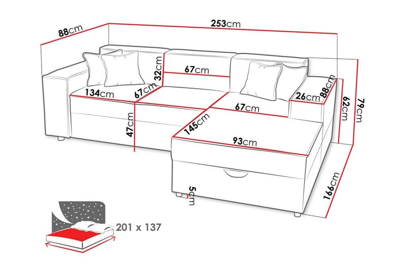 3:n ist Kulmasohva Knocklong - Huonekalut - Sohva - Vuodesohva
