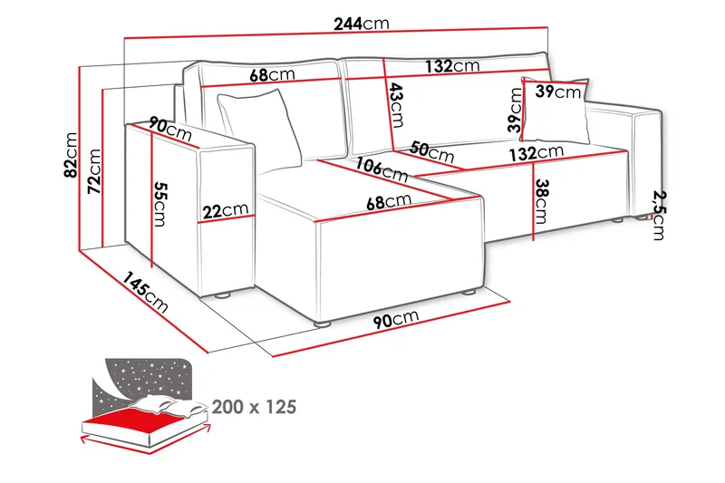 3:n ist Kulmasohva Magston - Vihreä - Huonekalut - Sohva - Vuodesohva