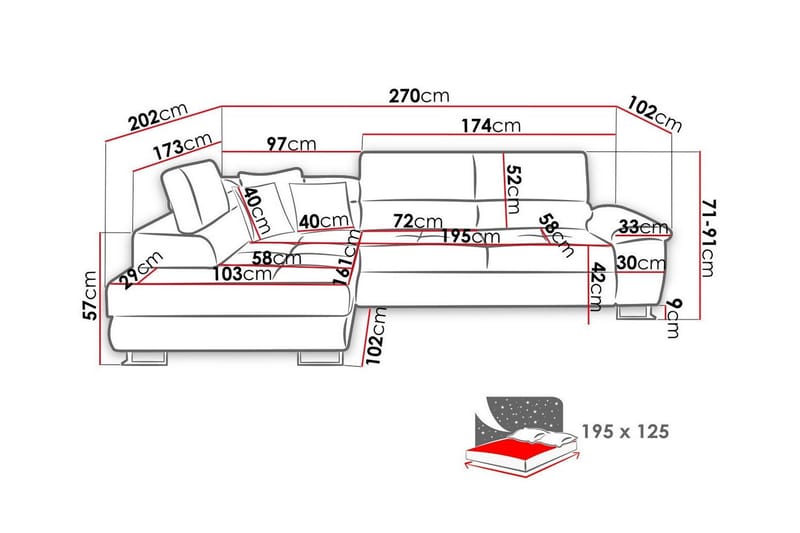 3:n ist Kulmasohva Reginia - Huonekalut - Sohva - Vuodesohva