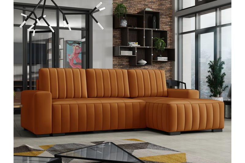 3:n ist Kulmasohva Vidin Oikea - Plyysi/Ruskea - Huonekalut - Sohva - Vuodesohva